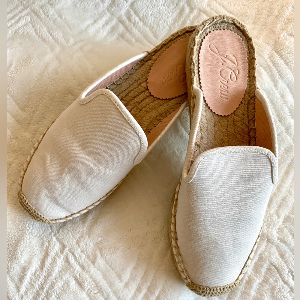 JCrew cotton canvas espadrille mules NEW